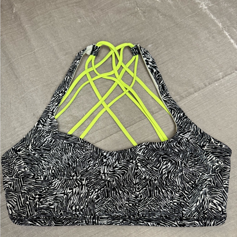Lululemon Black and White Sports Bra with Neon Straps